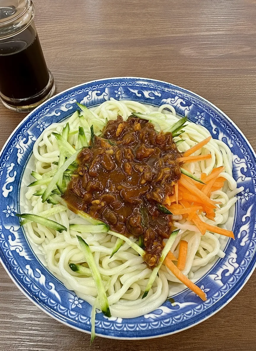 Beijing zhajiangmian with toppings