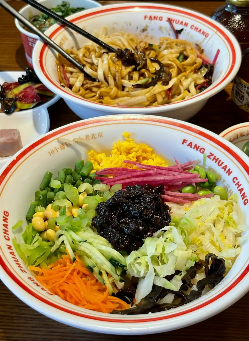 Mixed zhajiangmian close-up