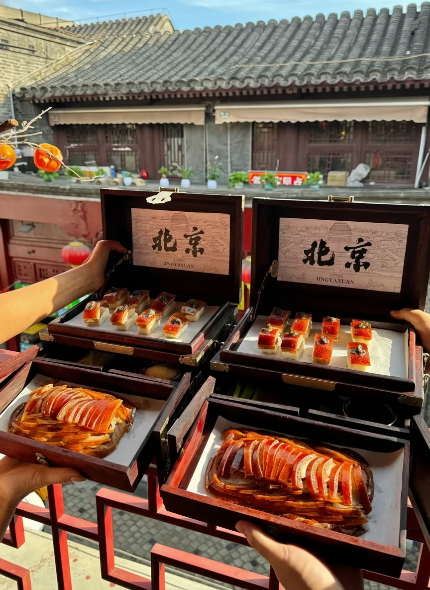 Peking duck with pancakes, scallions, and cucumber