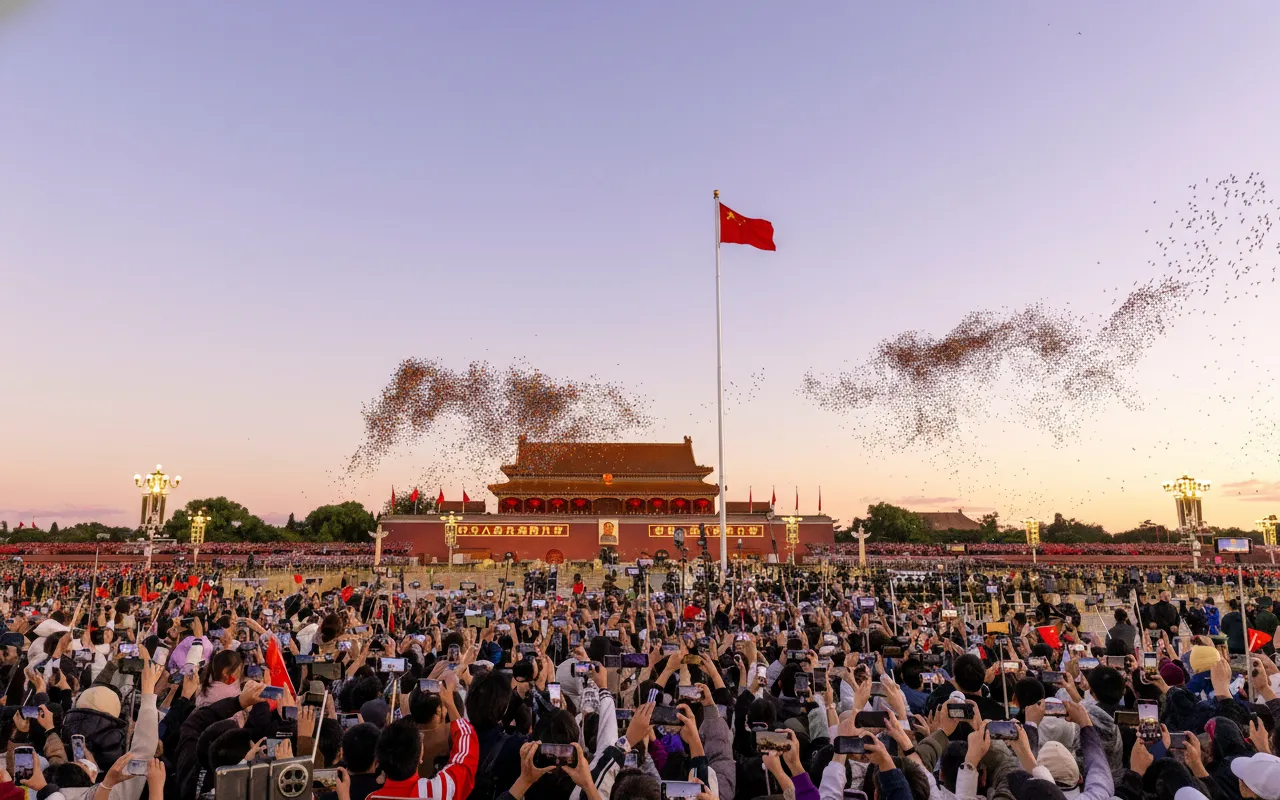 Tiananmen Square and gate tower at dawn